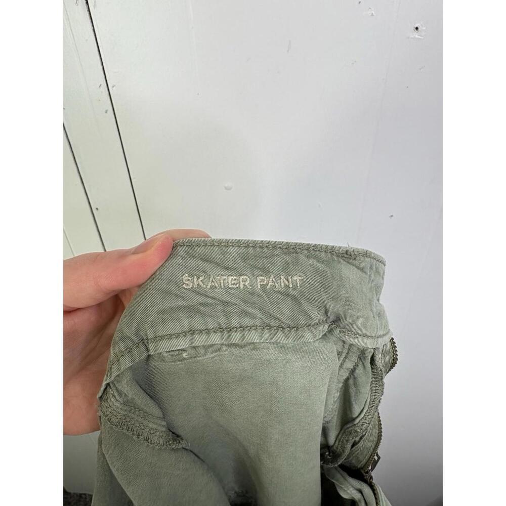 American Eagle Pants Womens 10 Skater Olive Green Wide Leg Baggy Cargo High Rise - Picture 3 of 10
